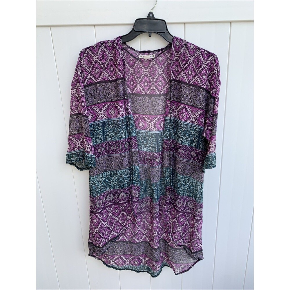 Ruff Hewn Womens Small Open Front Cardigan Duster Sheer Colorful